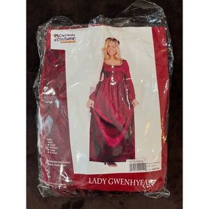 Lady Gwenhyfar Burgundy Dress Costume Halloween Theater Dress Up Adult Medium